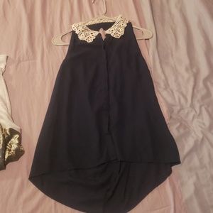 Navy Blue keyhole blouse